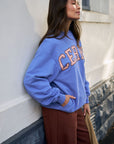 CERES LIFE | ISLA OVERSIZED SLOUCY CREW - VINTAGE BLUE / PINK CLAY