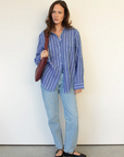 HUT | THE BOYFRIEND LINEN SHIRT - MARINE STRIPE
