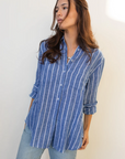 HUT | THE BOYFRIEND LINEN SHIRT - MARINE STRIPE