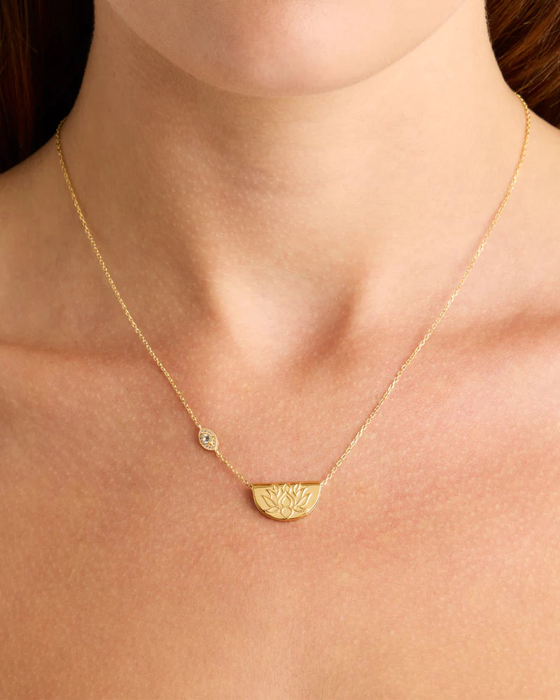 BY CHARLOTTE | EYE OF PEACE LOTUS NECKLACE - GOLD