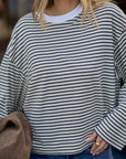 CERES LIFE | BEAU LONG SLEEVE SLOUCHY TEE - HERITAGE NAVY / BUTTER / STONE STRIPE