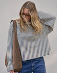 CERES LIFE | BEAU LONG SLEEVE SLOUCHY TEE - HERITAGE NAVY / BUTTER / STONE STRIPE