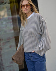 CERES LIFE | BEAU LONG SLEEVE SLOUCHY TEE - HERITAGE NAVY / BUTTER / STONE STRIPE
