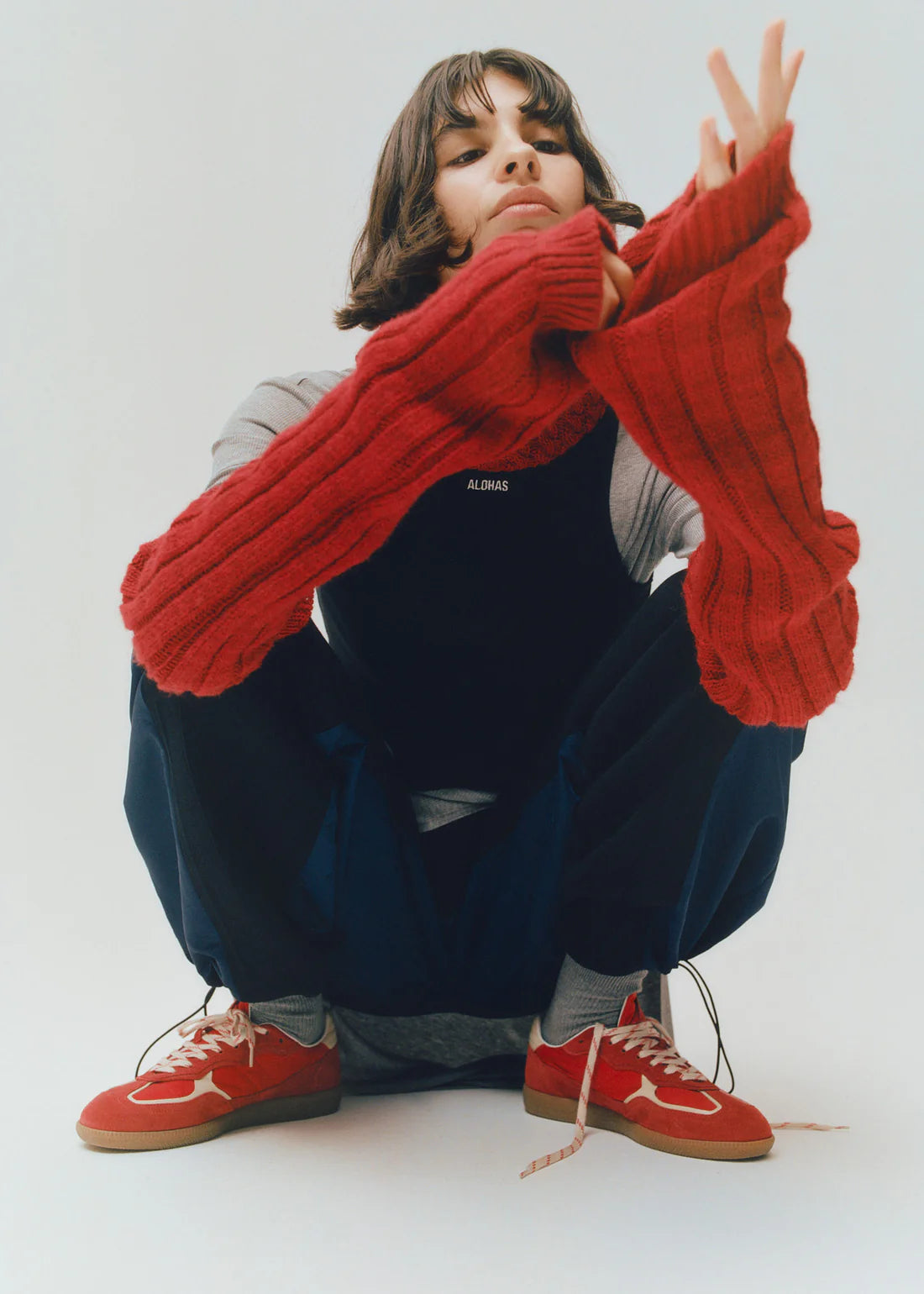 ALOHAS | RIFE SHEEN RED LEATHER SNEAKERS