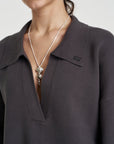 SUMMI SUMMI | L/S COLLARED KNIT - SHADOW
