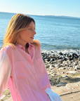 HUT | THE BOYFRIEND LINEN SHIRT - PINK A BOO SPLICE