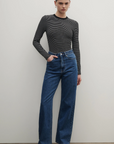 NUDE LUCY | ORGANIC STRIPE RIB L/S TEE - STRIPE