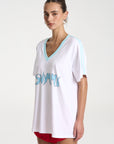 SUMMI SUMMI | SUMMI TEE - WHITE/ AQUA
