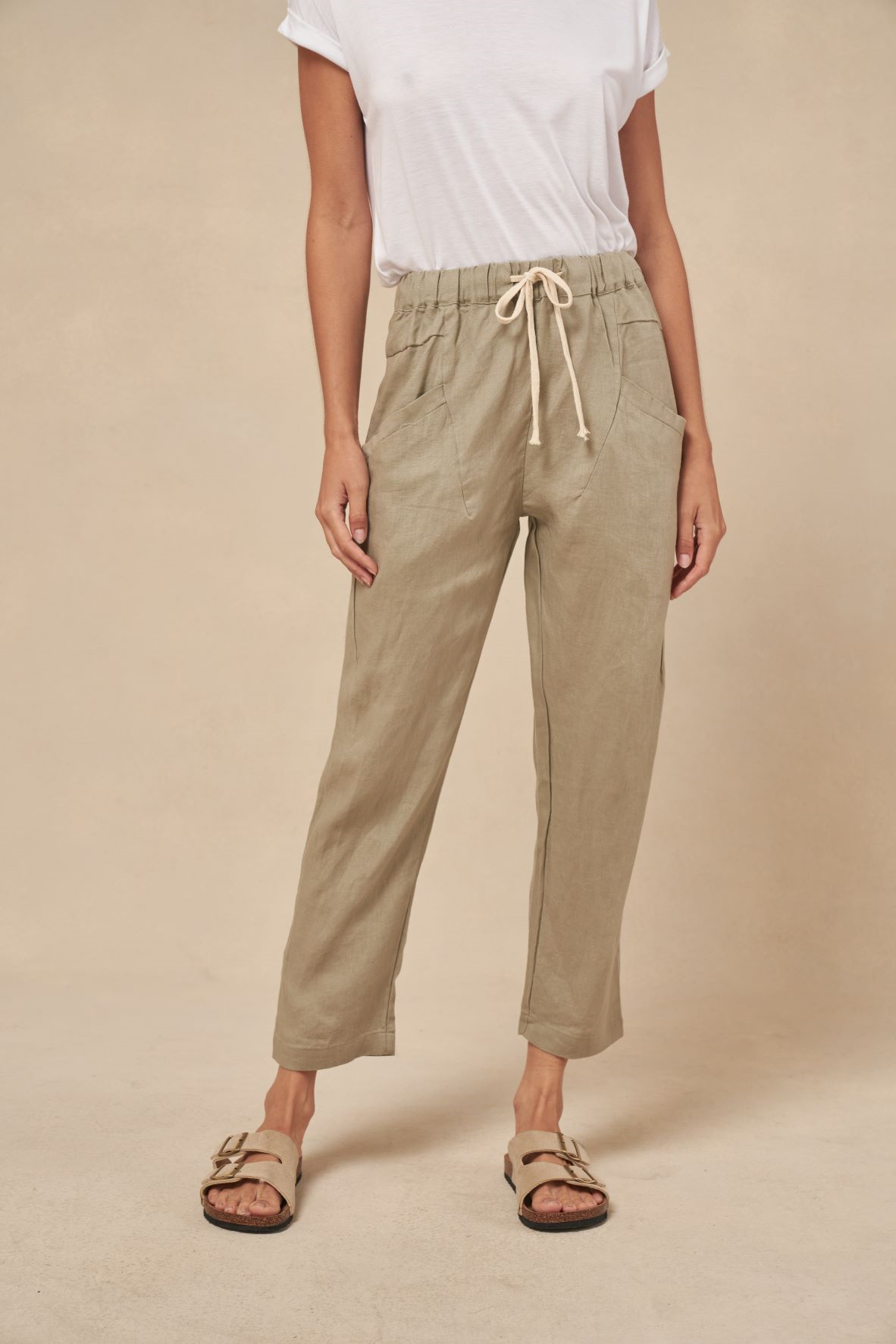 LITTLE LIES | LUXE LINEN PANT - KHAKI