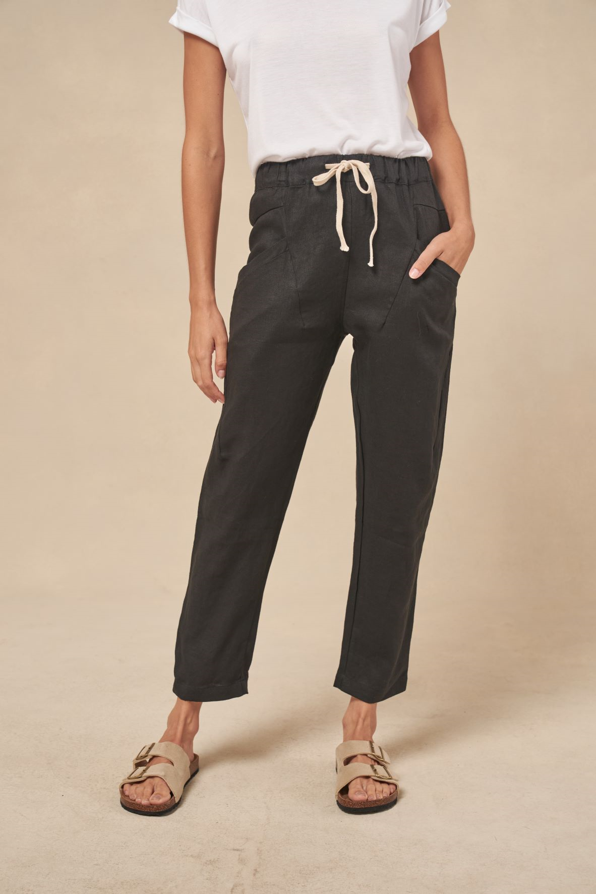 LITTLE LIES | LUXE LINEN PANT - BLACK