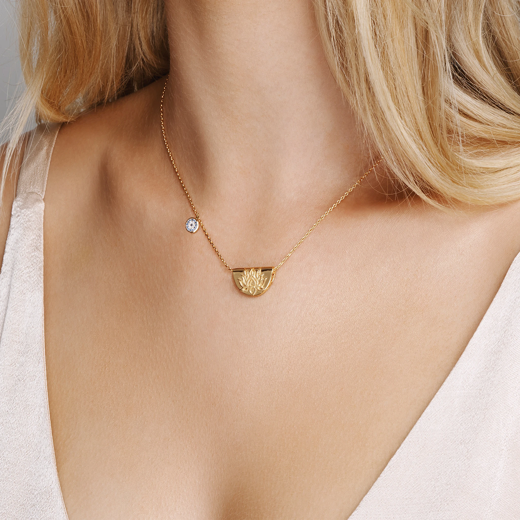 BY CHARLOTTE | LUCKY LOTUS NECKLACE - SILVER